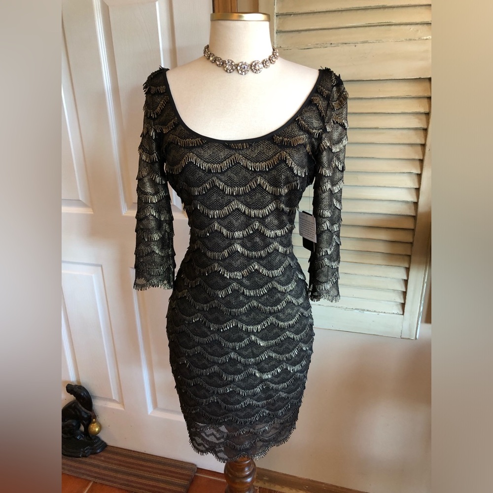 Guess Black and Gold Long Sleeve Dress Beautiful!